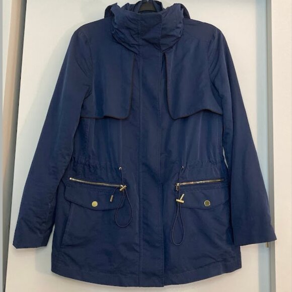 MANGO Navy Windbreaker Jacket Lightweight Parka Stand-up Collar - Picture 6 of 14